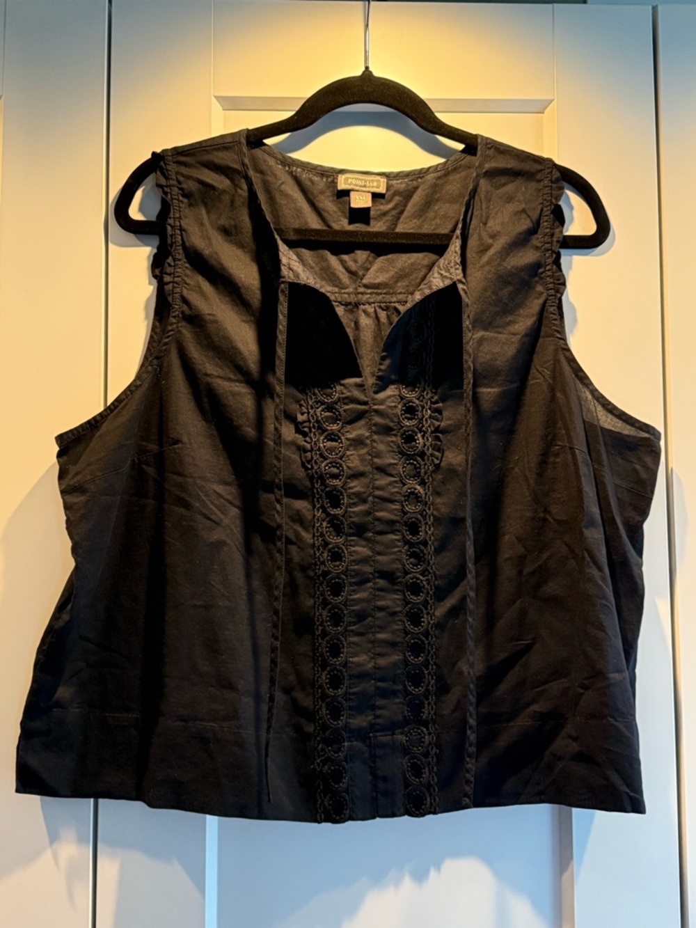 J. Crew - Point Sur edition - Black Sleeveless Cotton Embroidered Tank